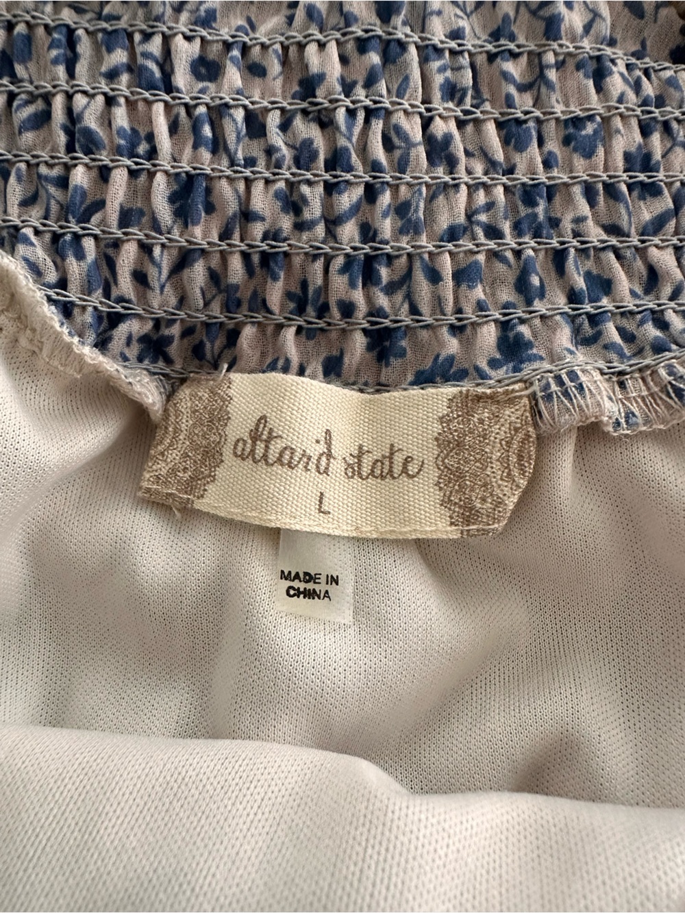 Altar'd State Blue and White Smocked Waist Maxi Skirt